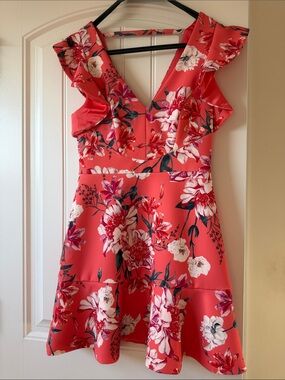 Forever New Coral Floral Mini Dress